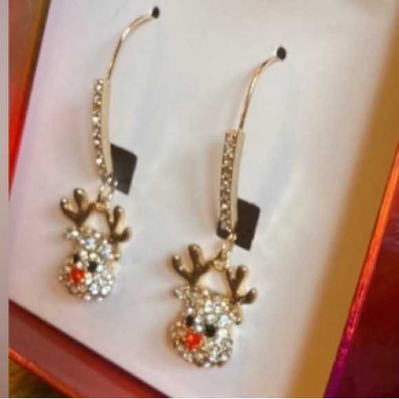 New BETSEY JOHNSON Reindeer Dangle Earrings - Picture 5 of 8